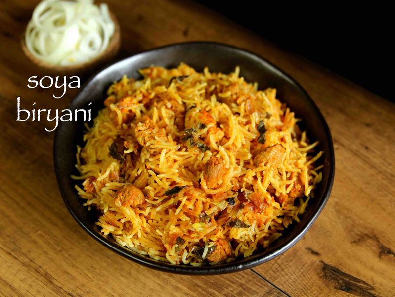 A steaming plate of our signature Hyderabadi biryani