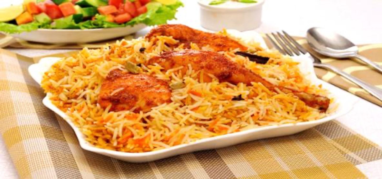 A bowl of fragrant Hyderabadi dum biryani
